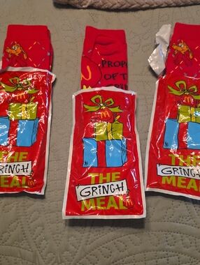 Red 'The Grinch Meal' McDonald's Holiday Socks